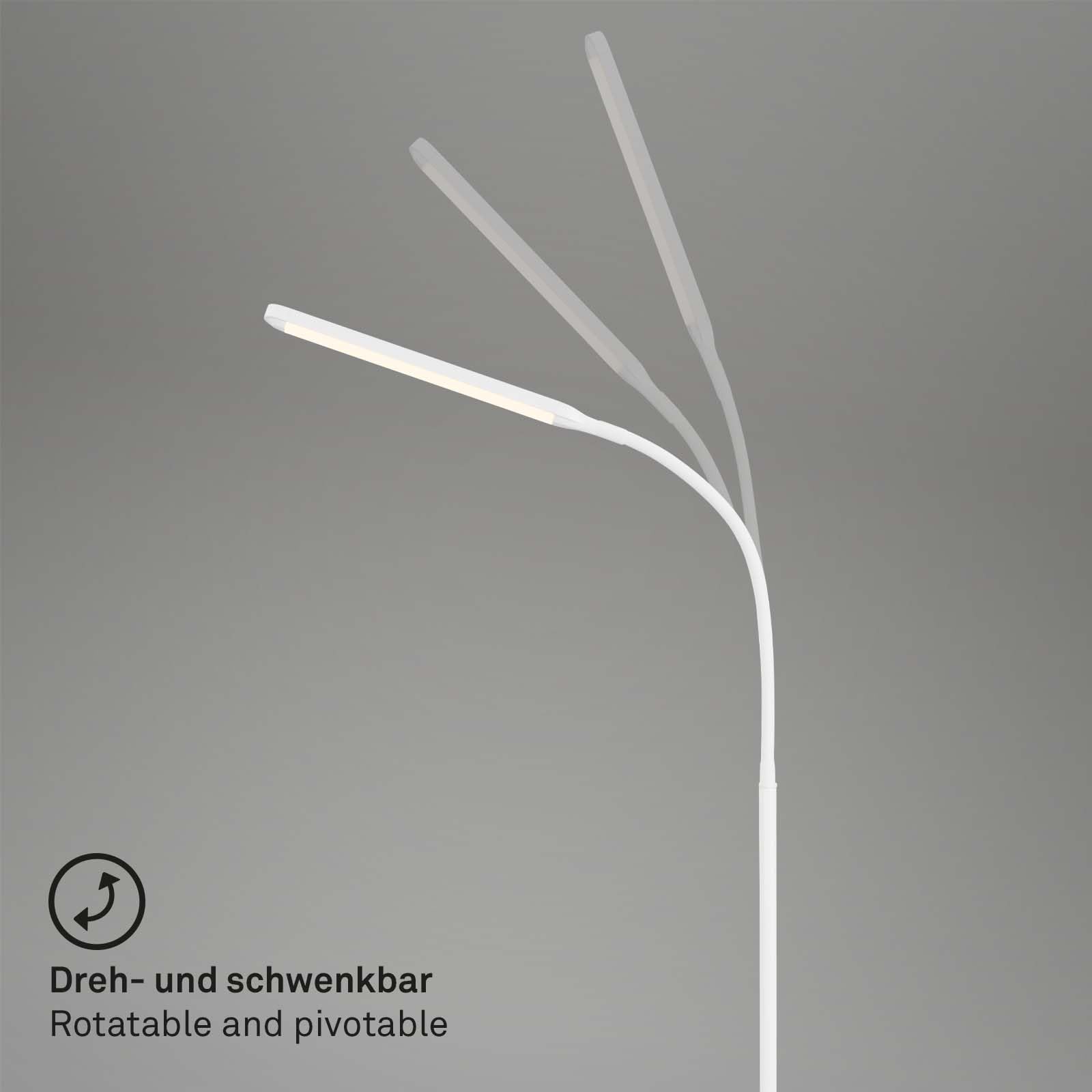 Briloner Lampada da Terra LED Dimmerabile Come Decorazione in Soggiorno e Lampada da Lettura, Lampada LED Orientabile, Lampada da Soggiorno, Touch, Illuminazione Indiretta, Bianco (1472016)