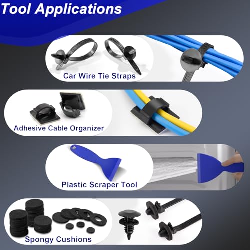 Image of Doaho 238Pcs Trim Removal Tool,Fastener Remover Plastic Pry Tool Kit,Adhesive Cable Clips Auto Push Pin Bumper Retainer Clip Set with Storage Bag for Panel,Radio,Stereo,Audio,Dash, Window
