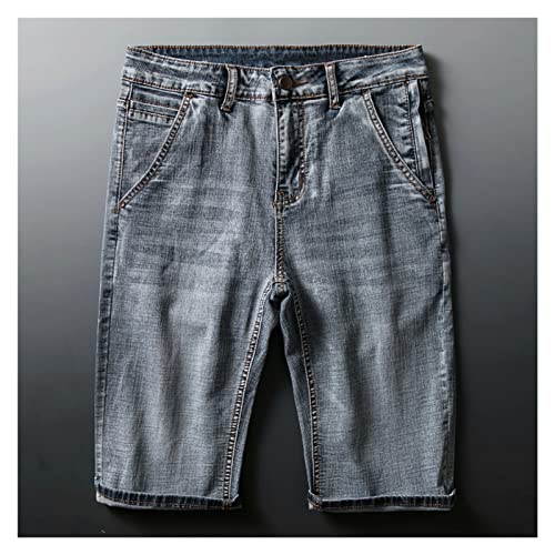 Short en jean stretch gris bleu pour homme coupe droite et ajustée CLSDRZC