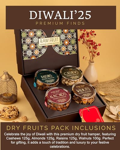 Image of HyperFoods Diwali Gifts for Family and Friends DryFruit Combo Pack Dry Fruits Gift Hamper Dryfruit Gift Box Corporate Gifts For Employees Small Pet Jars Pack of 4 Dry Fruits Walnut Almond Cashew Raisins