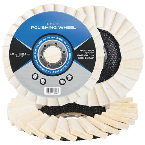 Disco Pulir Rueda Pulido Fieltro 125 x 22,2 mm Pulidora Arandela Metales Aluminio Acero Dentada Esmeril Angular