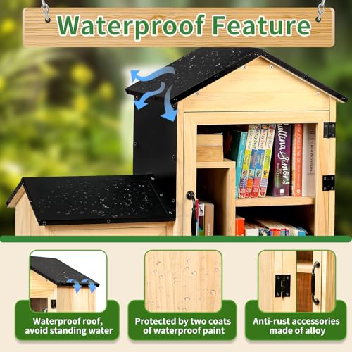 Caja de libros para biblioteca exterior impermeable con compartimentos ajustables 6