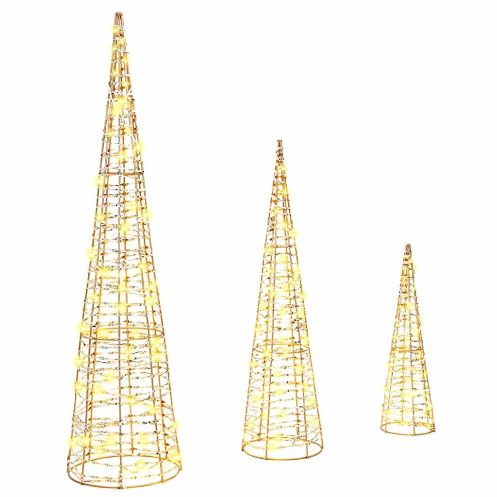 vidaXL Árbol de Navidad 3 uds. cálido 20 x 20 x 80 cm Pet 90 LED