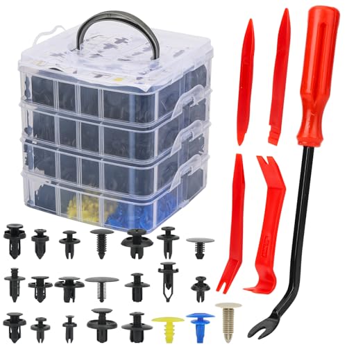 650pcs Push-Type Retainer Clips, Bumper Fender Nylon Rivets of 22 Most Popular Sizes and 5 Fastener Removers for Most Models