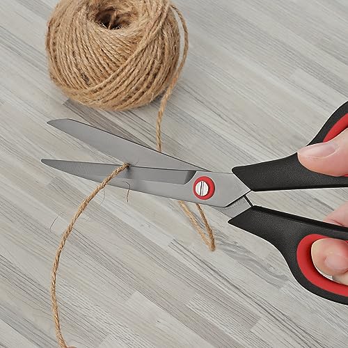 Image of KUONIIY Ultra Sharp Titanium Coated Scissors with Comfortable Multi Purpose Handles, Red Black, 8.4 inch
