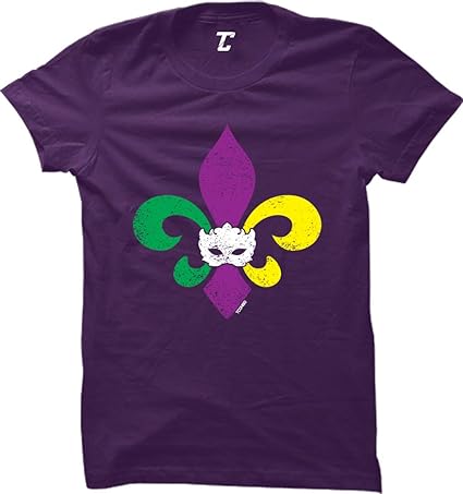 Mardi Gras Damen T-Shirt Fleur Di Lis : Amazon.de: Bekleidung