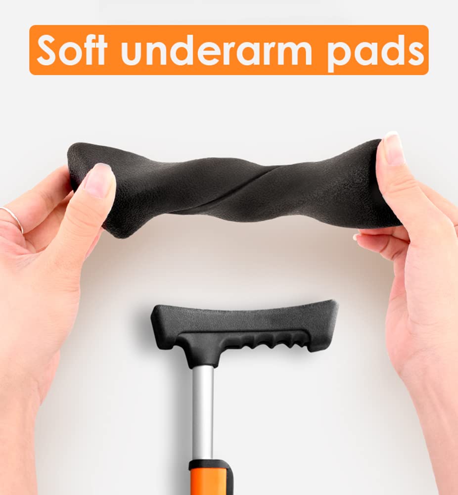 Bastón Muleta Ajustable para Las Axilas para Adultos, Bastón De Aluminio De Moda para Hombres, Mujeres, Gris/Naranja/Azul, Carga De 200 Kg/440 Libras, 1 Unidad