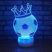 Produktbild Fußball Krone 3D LED Nachtlicht USB Tischlampe Kinder Geburtstag Geschenk Nachtbett Dekoration