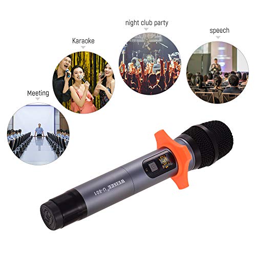 lifcasual Microfone portátil sem fio UHF com mini receptor 50 canais para karaokê reunião de negócio