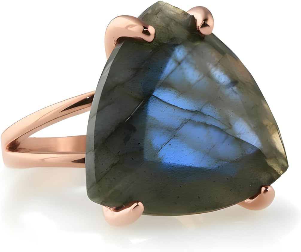 Vibrant Cocktail Rings - Labradorite Rings in 14k Rose Gold-filled Ring Band - Elegant Statement Rings for Women - with Fancy Box