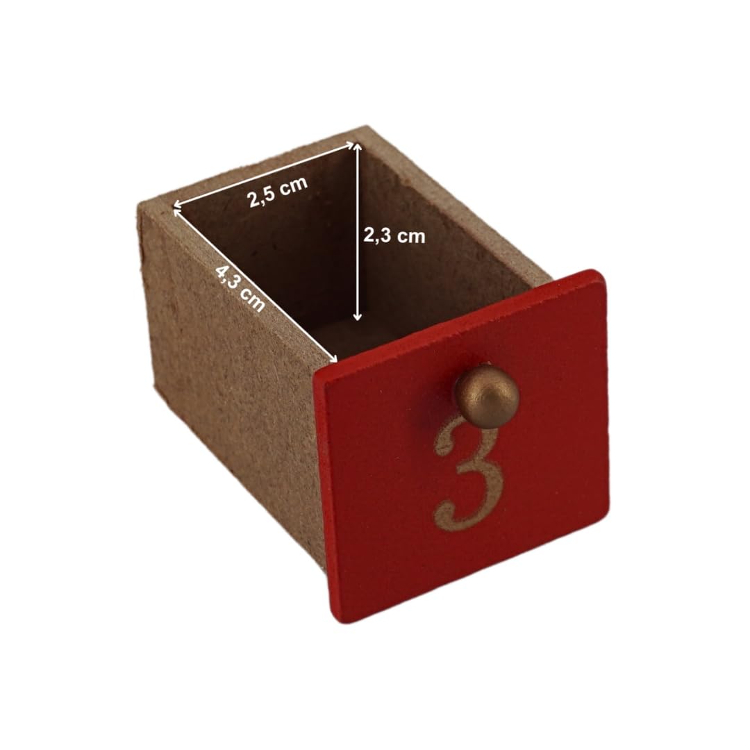 ABC Home Living Decorazione Natalizia Calendario dell'Avvento Cavallo a Dondolo & Babbo Natale 24 Scomparti/cassetti, Legno, Rosso/Verde, ca. 9 cm T x 36,5 cm B x 40 cm H