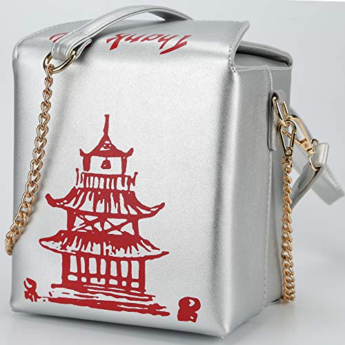 Image of Tower Print Crossbody Shoulder Bag,Pu Chinese Takeout Box Totes Purse for Women | Tower Print