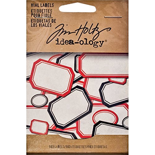 Advantus Corporation Tim Holtz TH92993 Idea-Ology Vial Labels, White with Red and Black Trim