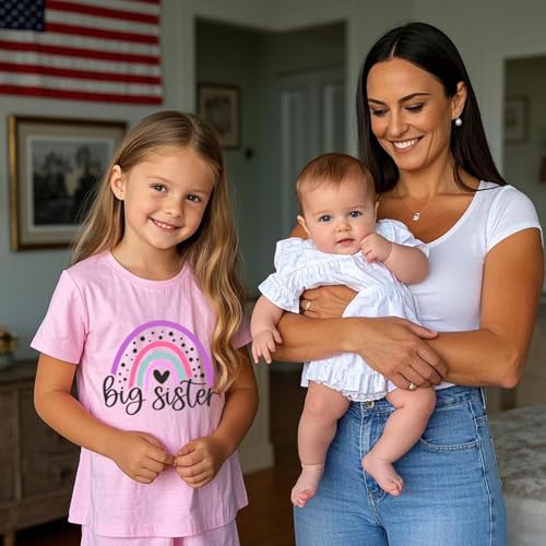 Big Sister Shirt Toddler Girls T-Shirt Promoted to Big Sister Clothes Outfit Announcement Tees Little Kids Top 2-7T3
