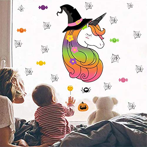 Kiddale Unicorn and Spider Web Wall Stickers,Peel and Stick Wall Decals Halloween Creativity Home Party Decor for Girls Rooms Baby Nursery