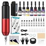 Solong Tattoo Machine Set, Including 10 Pieces Cartridge Needles, 7 Bottles Ink and 1500 mAh Power Supply Suitable for Beginners and Professional Artists SLP51KITUK-2