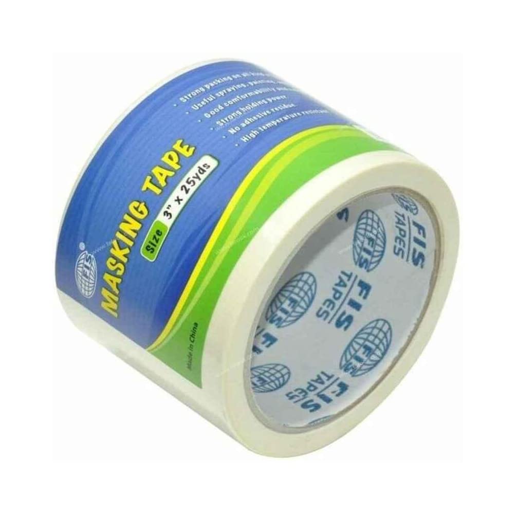 FISFSTAM3025 Masking Tape, 3-inch x 25 Yard Size