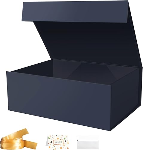 Vista 30 de Caja de regalo negra de 9 x 7 x 4 pulgadas, cajas de regalo para regalos con tapa de cierre magnético, pequeña caja de regalo plegable rectangular