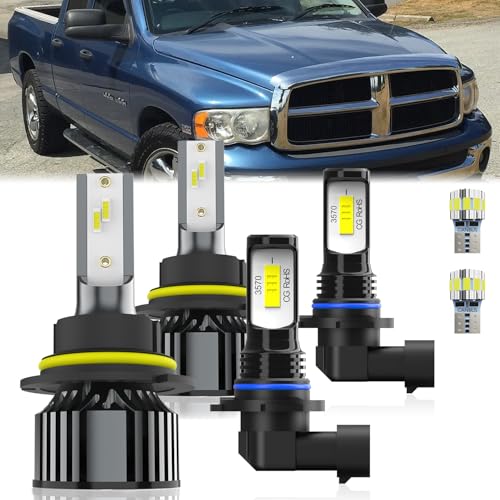 Image of For Dodge Ram 2002-2005 Light Bulbs, Integrated Hi-Lo Beam And License Plate Light Combo, Plug-and-Play Installation, 6 Pack