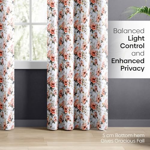 Image of haus & kinder Digital Printed Cotton Door Curtain 7 Feet Long Pack of 2 Door Curtains, 7 Feet Curtain for Door (Romantic Bloom, Multicolor 130x213 CM)