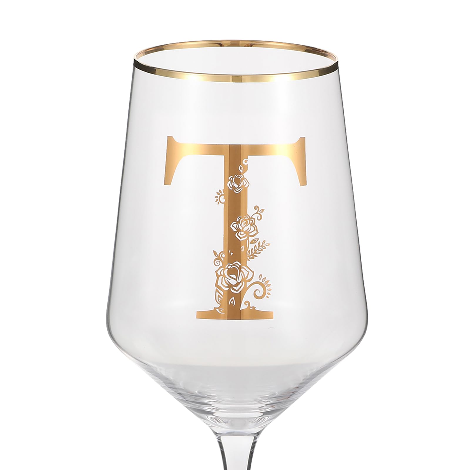 MOMRNTAIL Floral Monogram Letter T Engraved Initial Gift 16oz Goblet Wine Glass Cup Monogrammed Gifts for Women Men Birthday Christmas Gifts Wedding Bridesmaid Proposal-Special Occasions