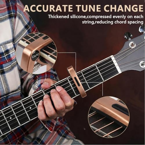 Image of HASTHIP Guitar Capo for Acoustic and Electric Guitar, Alloy Guitar Capo with Silicone Protective Pad for Ukulele, Electric And Acoustic Guitars, Guitar Accessory