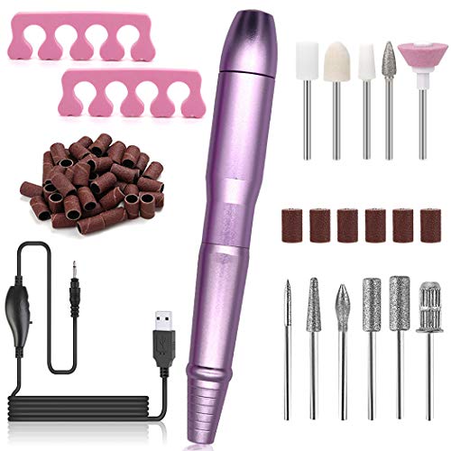 FunPa Portable Electric Nail Drill,Electric Nail File Professional Efile Nail Drill Kit For Acrylic, Gel Nails, Manicure Pedicure Polishing Shape Tools with 11Pcs Nail Drill Bits and 10 Sanding Bands