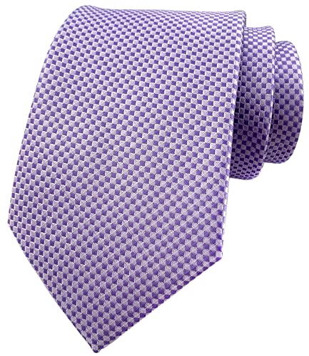 Rosiika Cravates à carreaux pour homme - Motif à rayures - Pour fête de mariage, Violet/argenté, taille unique Cover