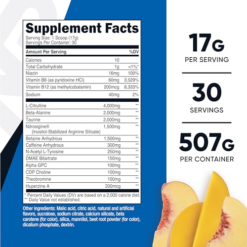 Image of Nutricost Pre-X Extreme Pre-Workout Powder Complex (Peach Mango) 30 Serv