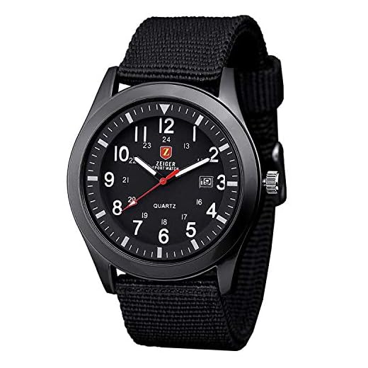 Zeiger Herrenuhr mit Nylon Armband (Schwarz)
