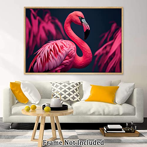 Bird Wall Art Canvas Painting Print Picture Beauty Pink Flamingo Modern Canvas Wall Decor Artwork Unframe Abstract Canvas For Living Room Office Kitchen Bedroom Home Decoration 08X12Inch #TOP4
