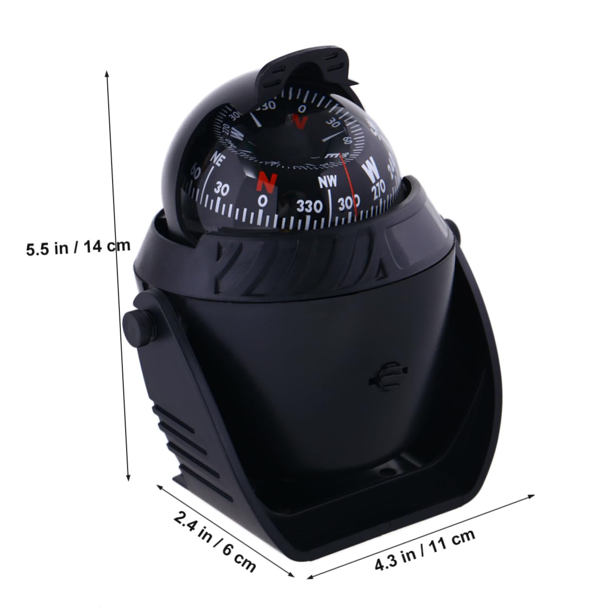 Compas à Boule de Guidage Nautique 12v Noir Abs pour Marine