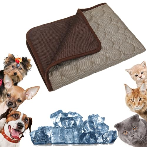 Cooling Mat, Cooling Dog Bed, Non Slip Dog Mat, Machine-Washable, Large Pet Cooler Pad for Car, Sofa, Floor, Machine-Washable (Brown,XXL-150 * 100CM)