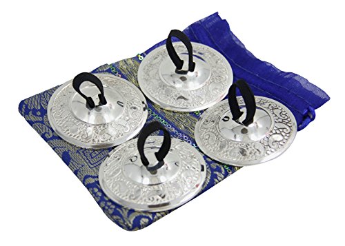 DharmaObjects 2 Pairs Pro Silver Fingers Cymbal Zills Belly Dancing