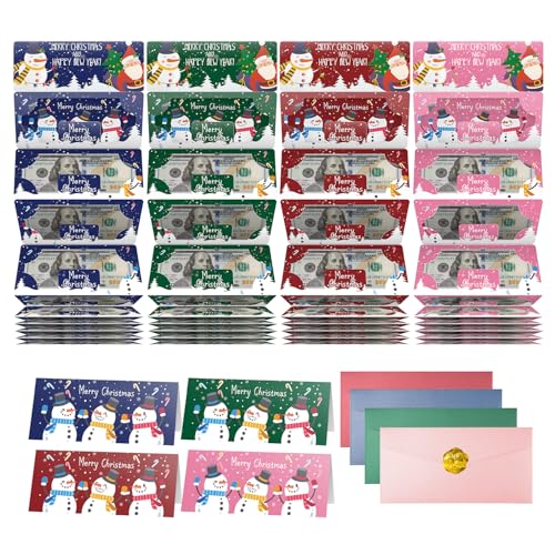 Jaywayang 4PCS Christmas Money or Gift Card Holder with 10 Slots Surprise Cash Envelope Holders for Men Women Girls Boys