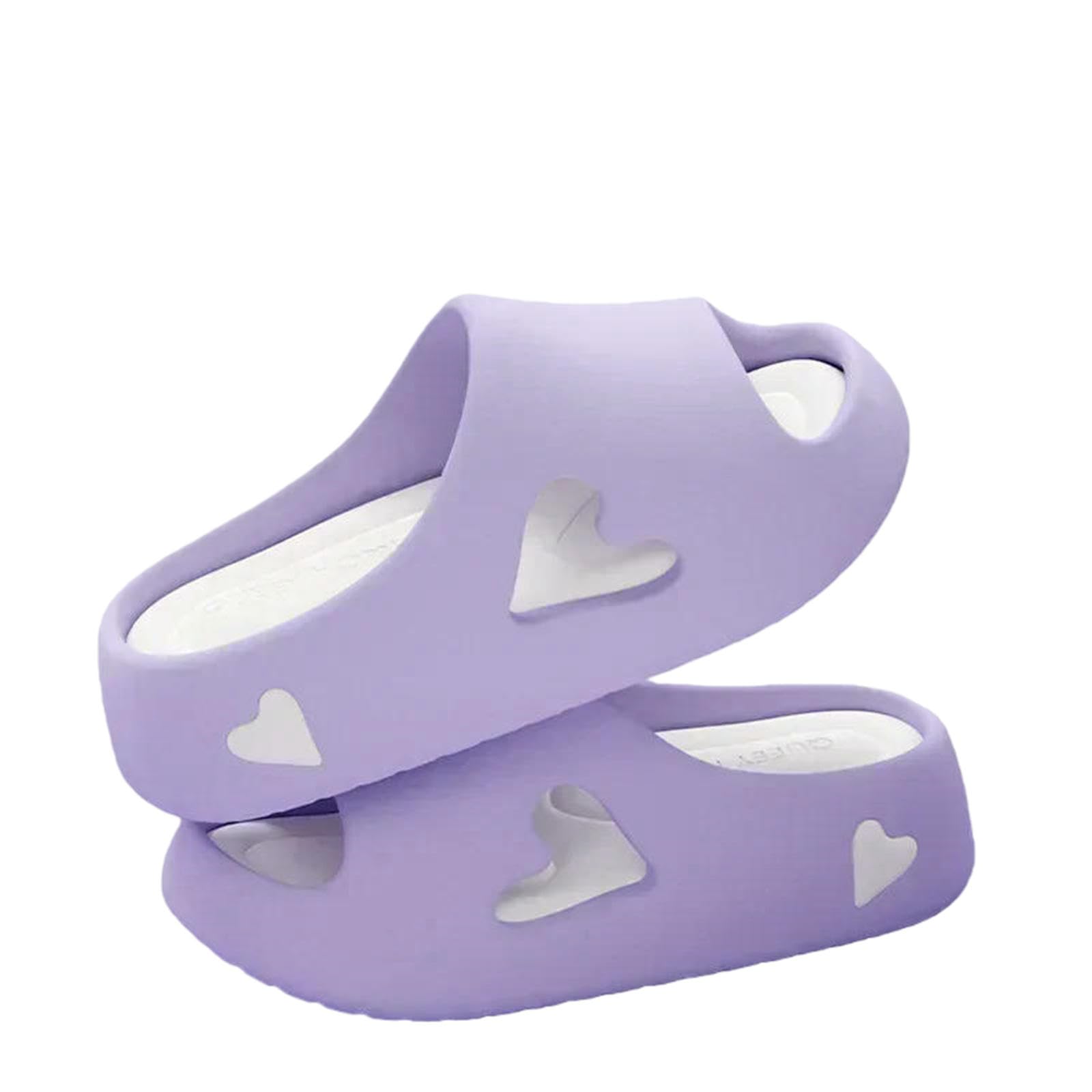 Gyios Summer Slippers Platform Slipper Flip Flop Women Love Heart Cloud Outdoor Indoor Soft Sandal Slides Ladies Home House Hotel Shoe Flat Eva-purple-37-38