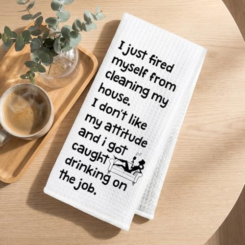 Image of Hanamiya Na Funny Kitchen Towels 24x14 Inch, Sarcastic Sayings Reusable Dish Towels for Kitchen Bathroom Decor, Waffle Weave Absorbent Hand Cloth Tea Towel, Funny Gifts for Women Mom Friend