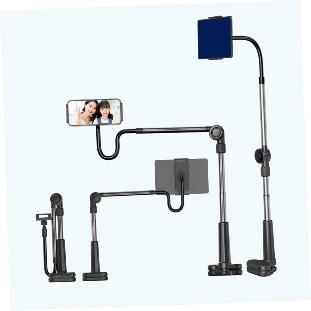 Soporte para Teléfono Móvil de Cuello de Cisne, Brazo Flexible y Resistente, Pinza para Mesa y Cabecero, Adecuado para Grabación de Vídeo y Uso Diario
