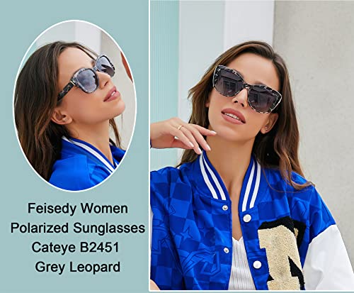 FEISEDY Polarized Vintage Sunglasses American Womens Square Jackie O Cat Eye Sunglasses B2451 - Image 3