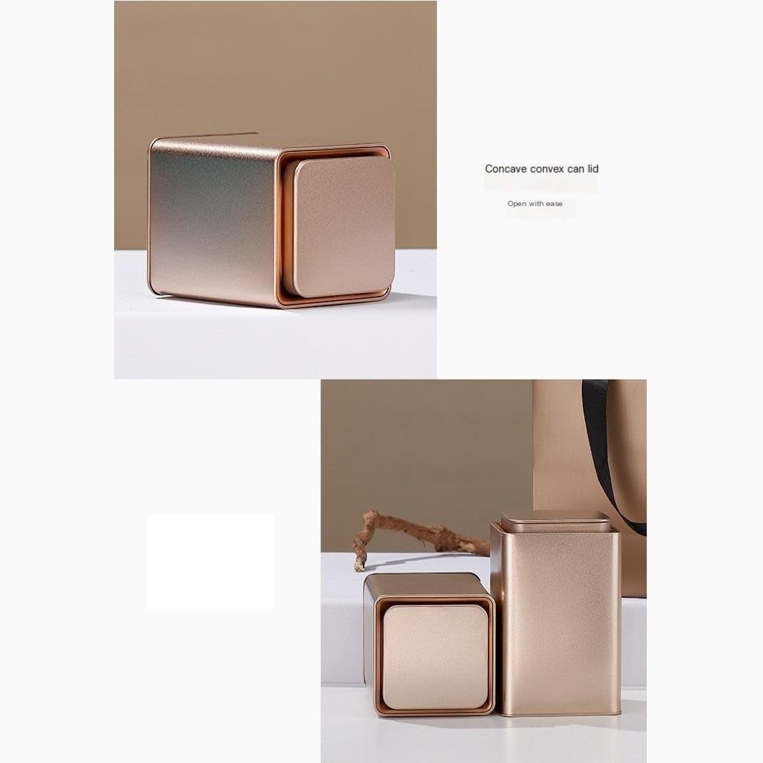 HLTYGWX Barattolo di Zucchero Contenitore per tè Sfuso Barattolo di Latta Quadrato Barattolo sigillato Barattolo Vuoto Set da tè Cinese retrò Confezione Regalo Doppia lattina Set Barattolo di