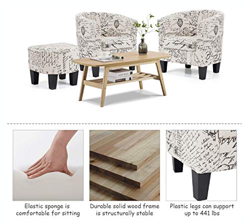 HomyDelight Arm Chair, Recliner & Sleeper Chair, Barrel Accent Linen Fabric Upholstered Chair Tub Chair, Beige