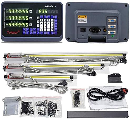 DRO 3 Axis Digital Readout Display +3pc Glass Linear Scale for CNC Mill Lathe Machine (300+650+800)