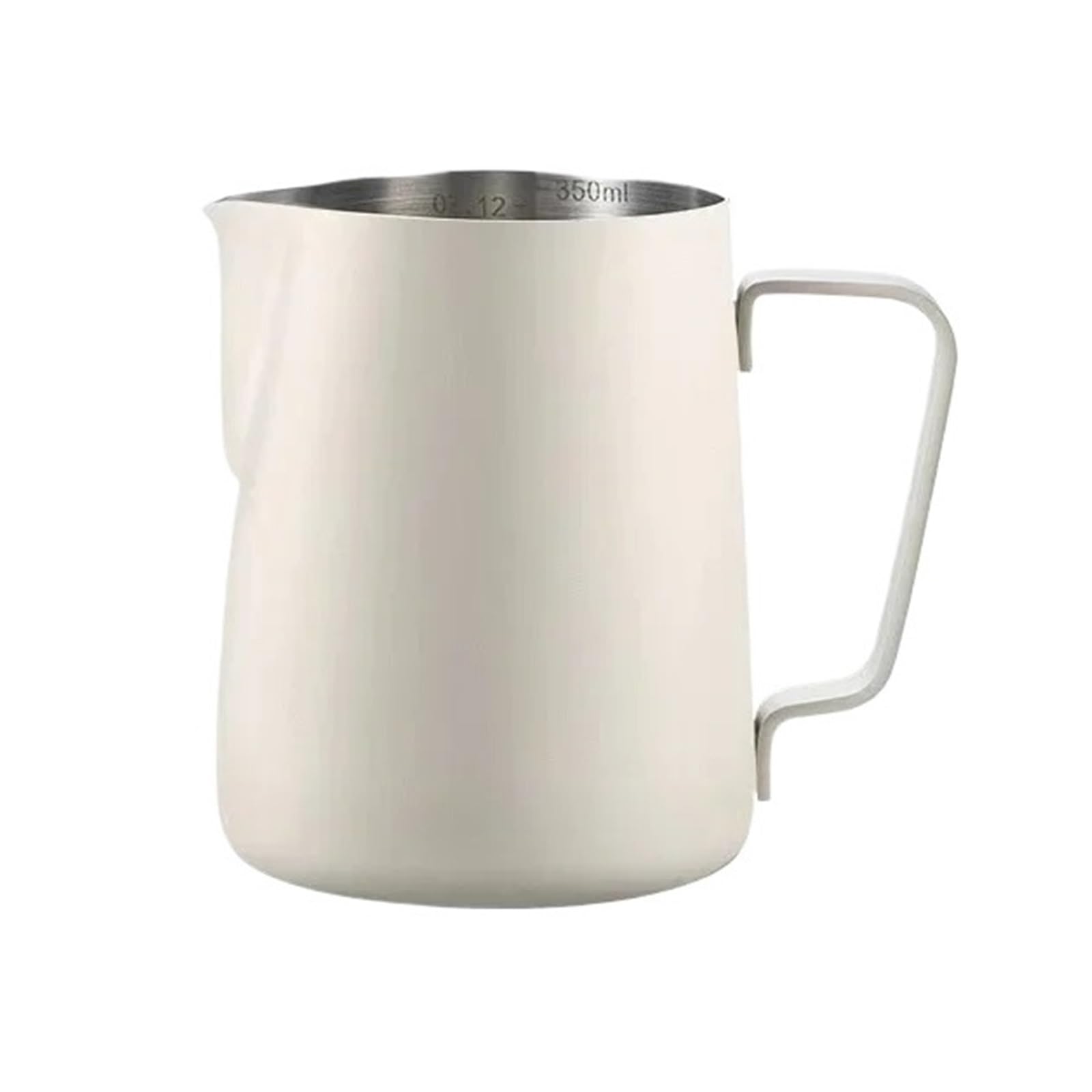 Dzbanek na mleko ze stali nierdzewnej 350ML 600ML dzbanek do spieniania mleka kawy 304 precyzyjna skala Barista profesjonalne naczynie kawiarniane(600ml Beige)