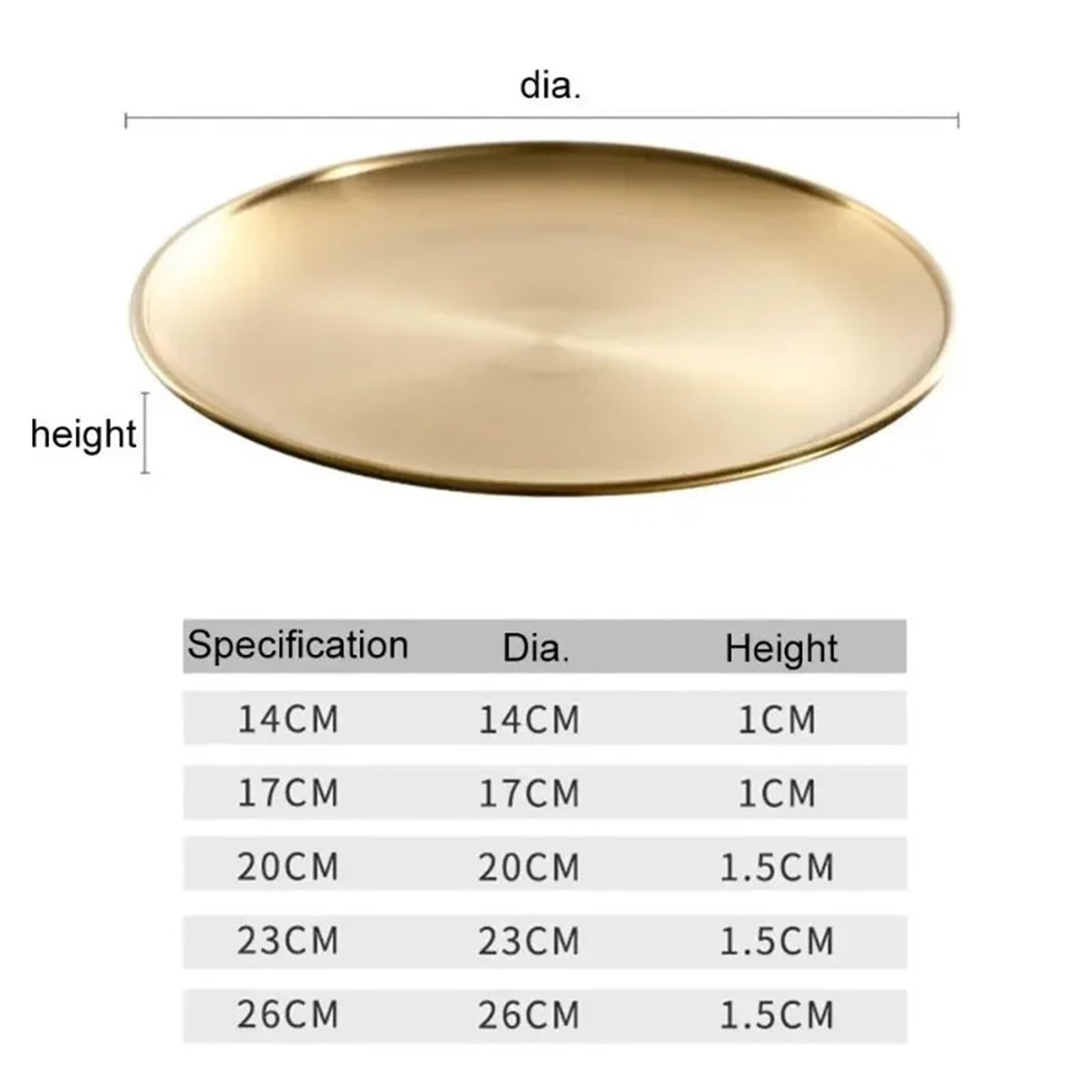 4 pezzi di vassoio rotondo in acciaio inossidabile for frutta, carne e dessert per Cucina(Color1,14cm)