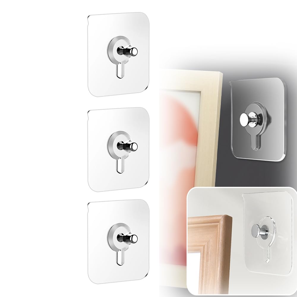 ANYSENT Drill Free Adhesive Hooks,Upgraded Picture Hangers Without ...