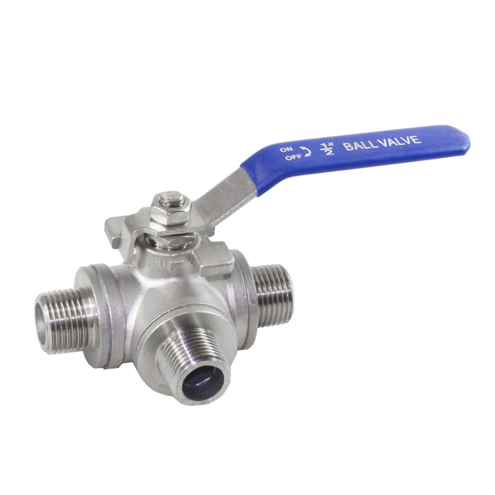 1/2" 3/4" válvula de Bola de Tres vías del Hilo Masculino de BSP de Las válvulas de Bola de la manija de la válvula del Acero Inoxidable 304(T Type,0.75 Inch)