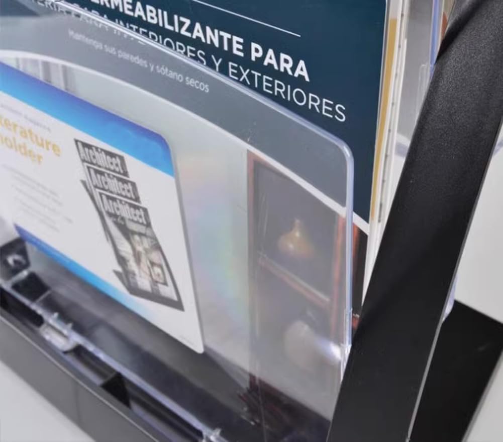 Porte-brochures en Acrylique,Porte-revues Transparent à 3 Niveaux sur Pied,présentoir à brochures,Organisateur de journaux avec 3 Poches pour comptoir (A4),argenté