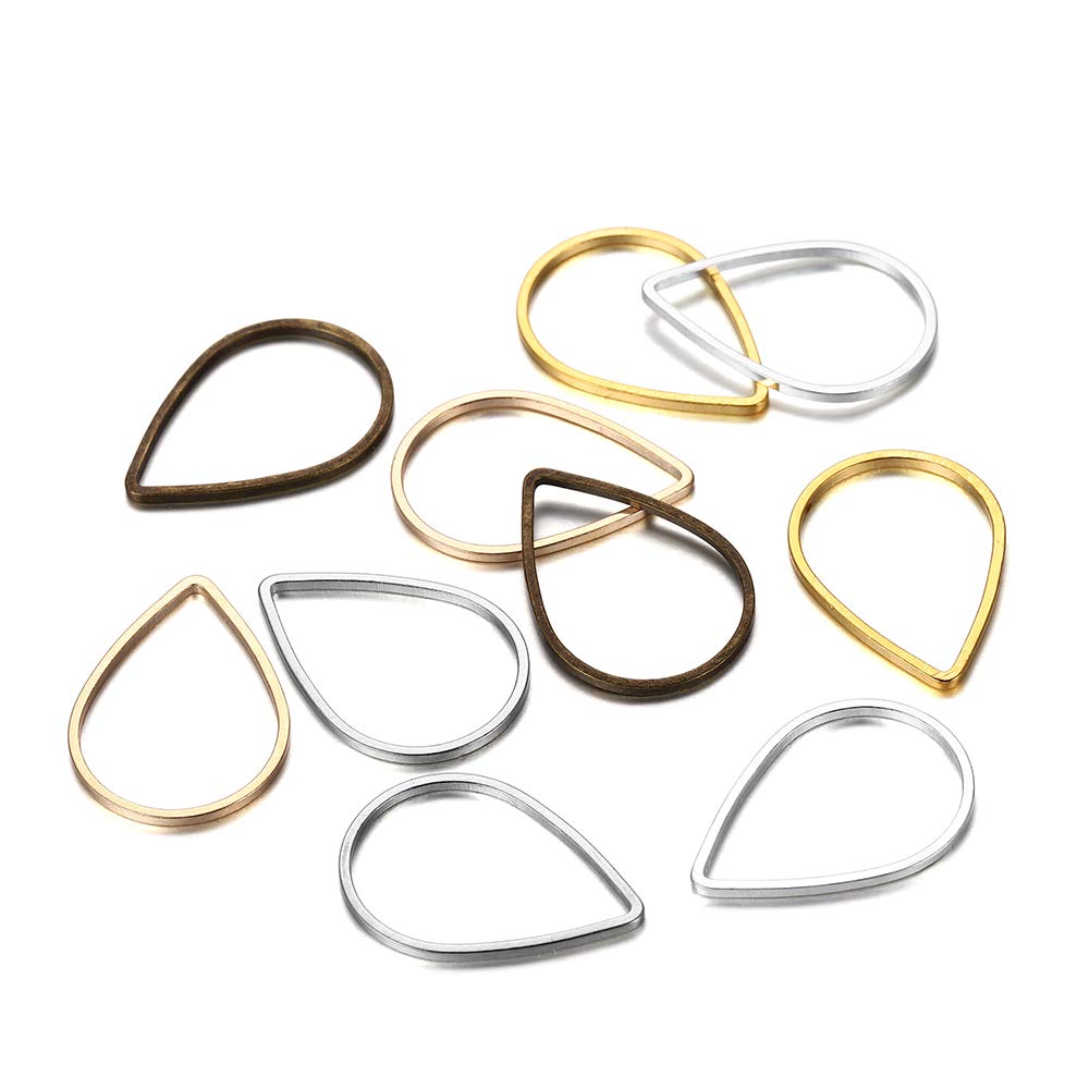 Anhänger 30 Teile/los Teardrop Waterdrop Mix Farbe Biegering DIY für Schmuckherstellung Finden Zubehör Zubehör Halskette (Gold 21x15mm x 30Pcs)