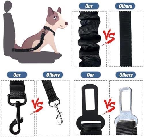 image for COOYOO Dog Seat Belt,Retractable Dog Car Harness Seat Belt for Car Adj