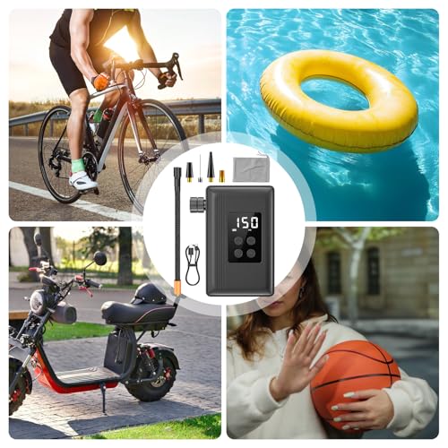 Pompe à air portable vélo et camping avec manomètre intégré